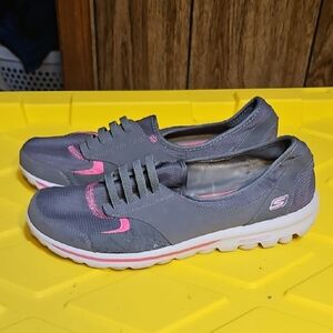 Skechers Women’s Gray & Pink Slip-On Athletic Sneakers